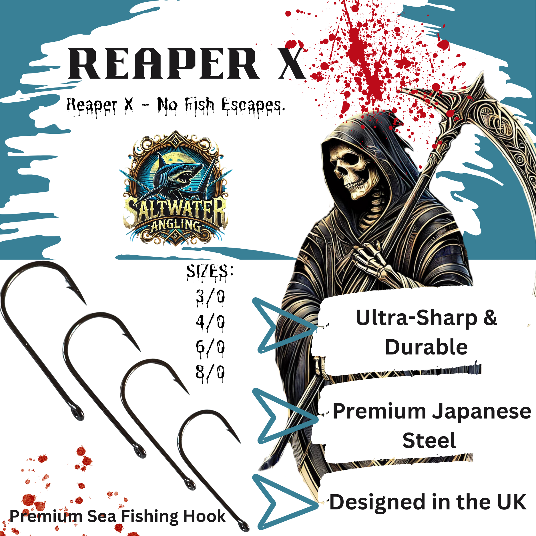 Reaper X Fishing Hook – Chemically sharpened high-carbon steel hook for big fish