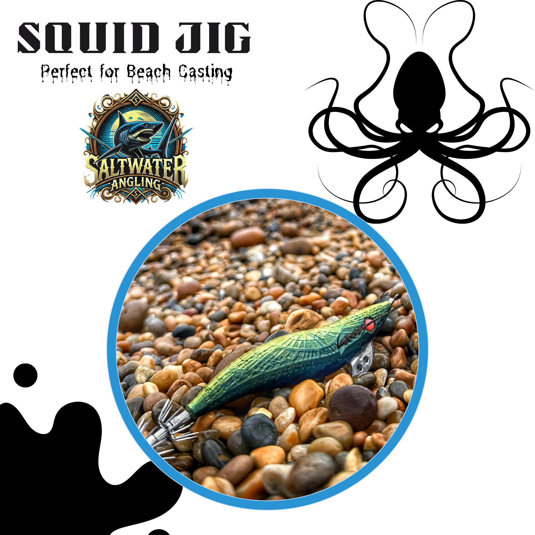 Long-casting squid jig for targeting squid from the beach