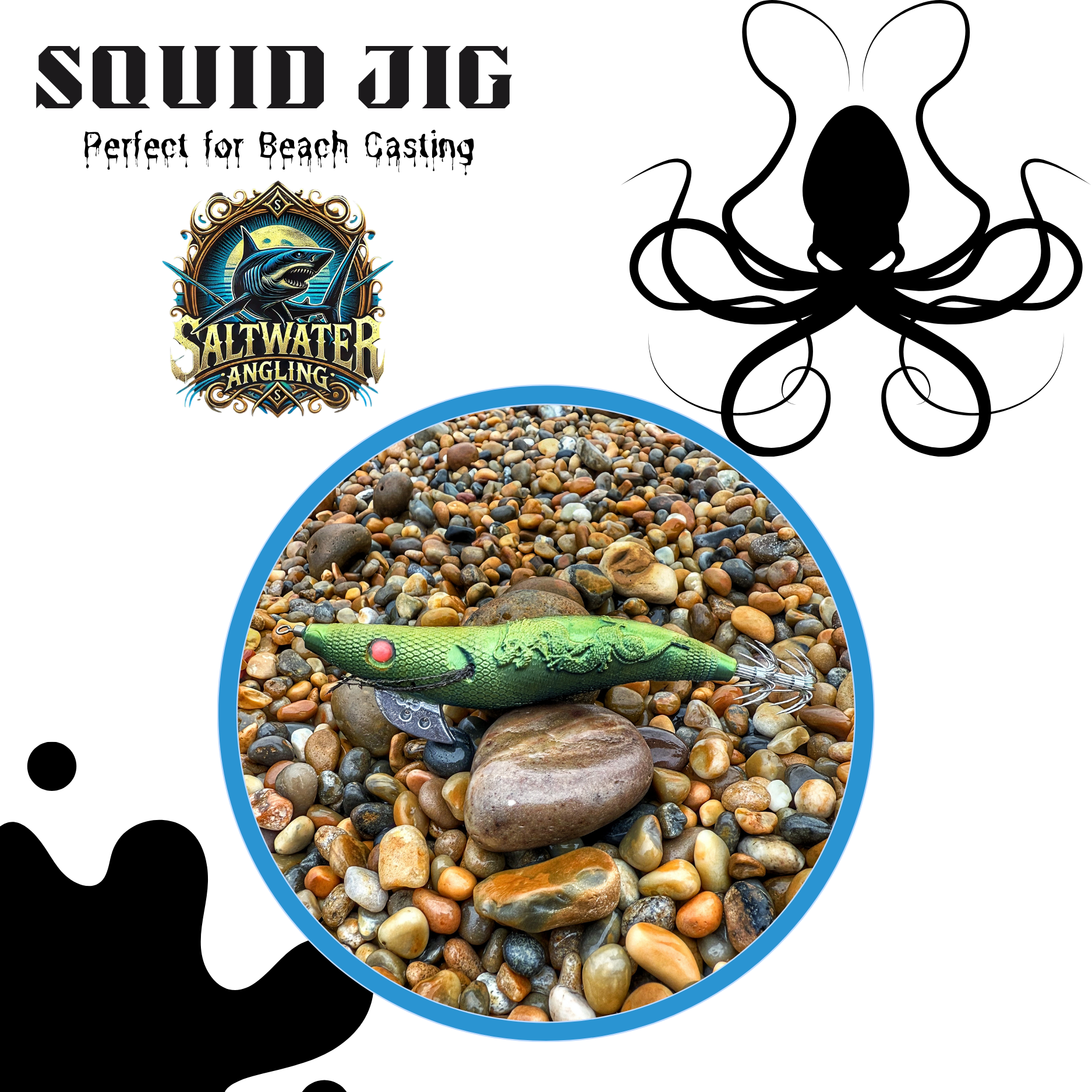 Long-casting squid jig for targeting squid from the beach